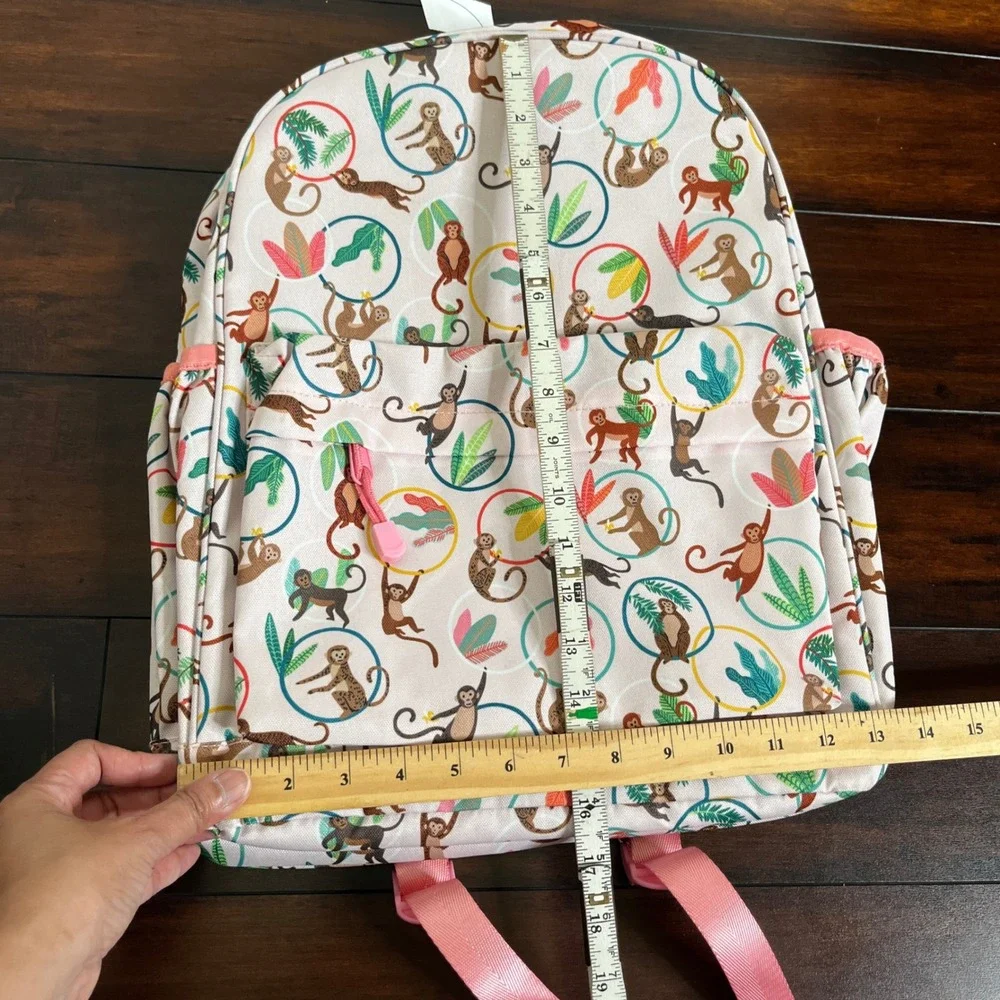 NWT Crate and Barrel Crate & Kids Cheeky Monkey Kids Backpack Side Pockets Large